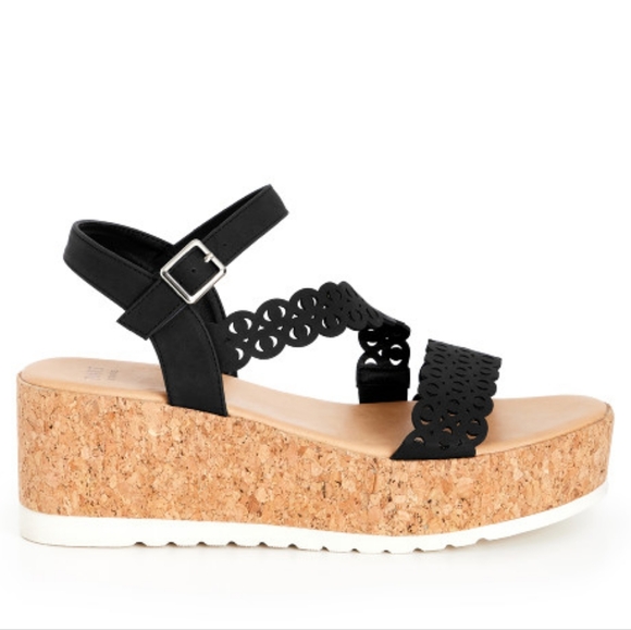 NEW EVANS FLATFORM EMMA SANDAL IN BLACK (WIDE WIDTH) - Picture 4 of 11